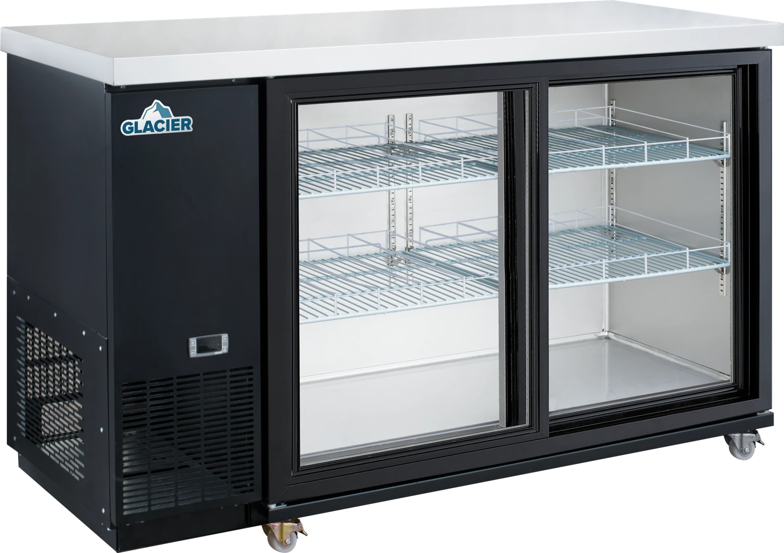 Glacier sliding glass door back bar cooler